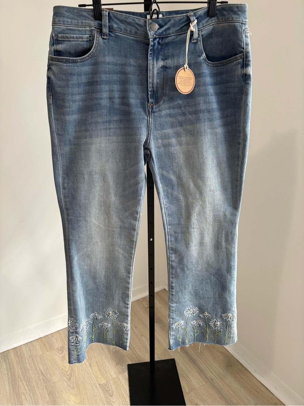 Driftwood Jeans Romy flare Light Blue Embroidered Hem Jeans